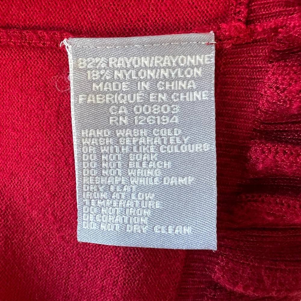 JANA Red Ruffled Cardigan Size Large - Picture 6 of 6